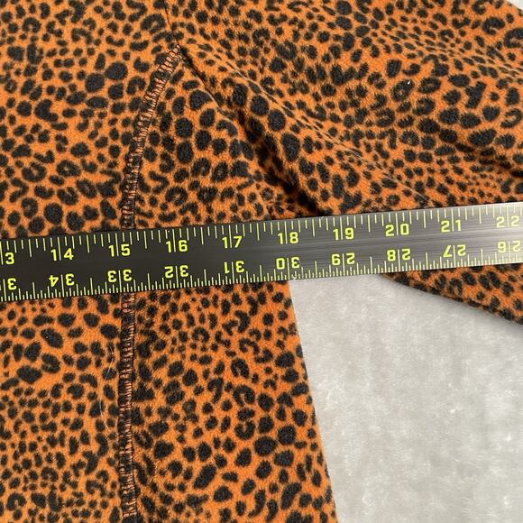 Lands End Fleece Pullover Womens Small 6-8 Leopard Print 1/4 Zip Orange Sweater - Picture 3 of 9